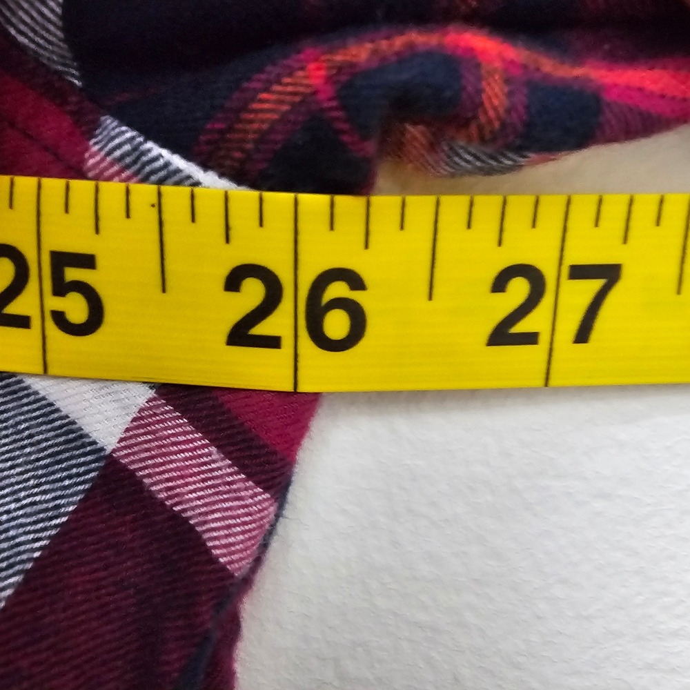 Croft & Barrow Womens Magenta‎ Pink Navy Blue Plaid Flannel Button Down Shirt 1X - Picture 7 of 7